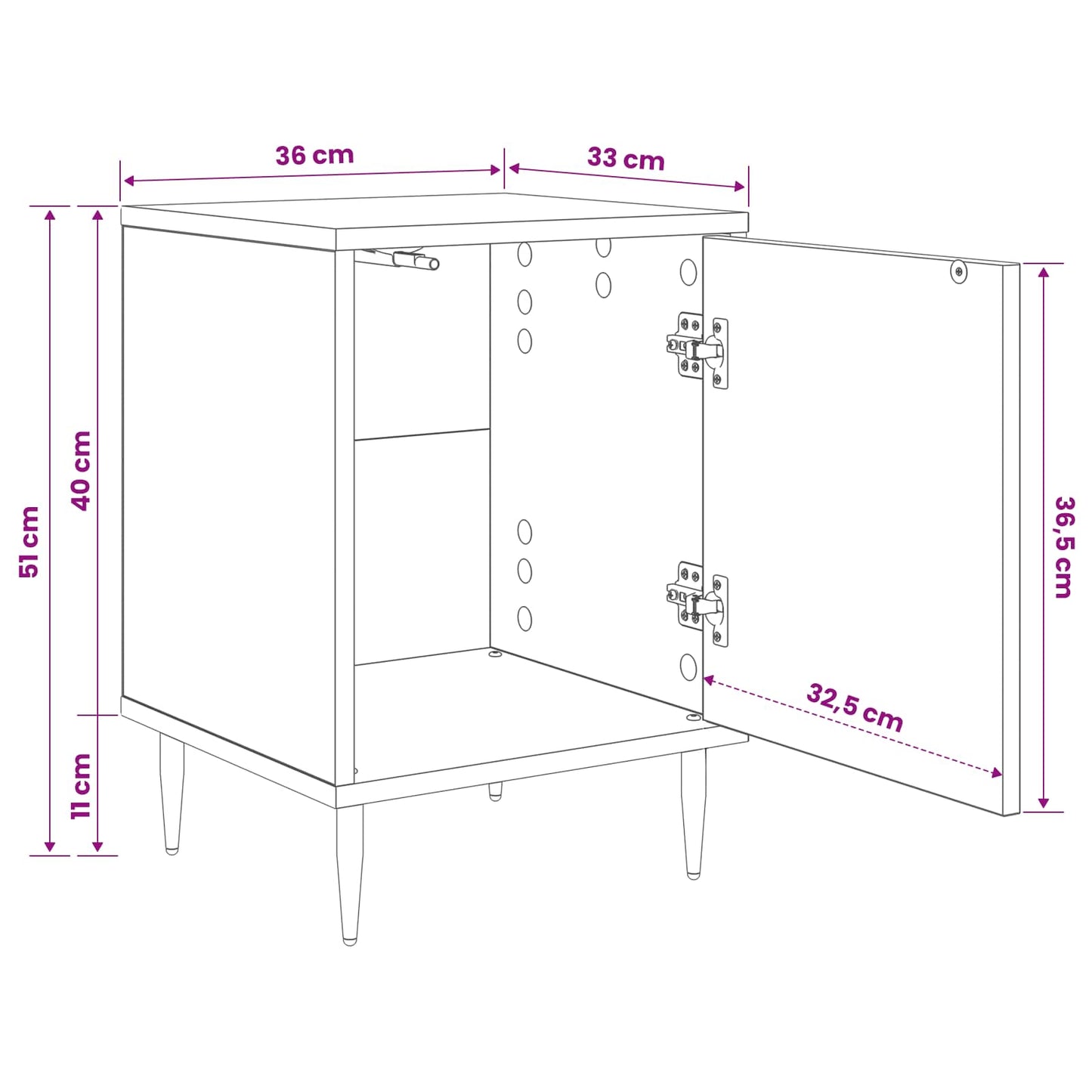 Bedside Cabinet LOCHEM 2 pcs Black Oak 36 x 33 x 51 cm