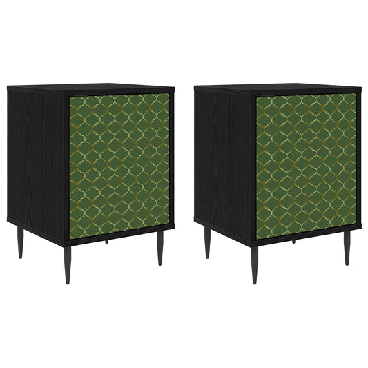 Bedside Cabinet GELEEN 2 pcs Black Oak 36 x 33 x 51 cm Bedside Cabinet GELEEN 2 pcs Black Oak 36 x 33 x 51 cm