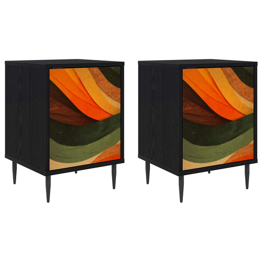 Bedside Cabinet BONN 2 pcs Black Oak 36 x 33 x 51 cm Bedside Cabinet BONN 2 pcs Black Oak 36 x 33 x 51 cm