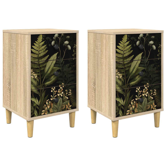 Bedside Cabinet RHENEN 2 pcs Sonoma Oak 36 x 33 x 60 cm Bedside Cabinet RHENEN 2 pcs Sonoma Oak 36 x 33 x 60 cm