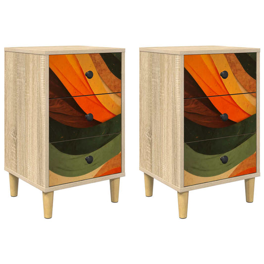 Bedside Cabinet ZAANDAM 2 pcs Sonoma Oak 36 x 33 x 60 cm Bedside Cabinet ZAANDAM 2 pcs Sonoma Oak 36 x 33 x 60 cm