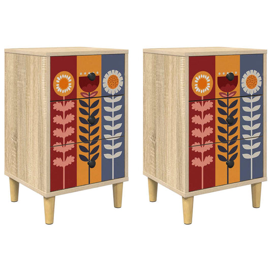 Bedside Cabinet ESSEN 2 pcs Sonoma Oak 36 x 33 x 60 cm Bedside Cabinet ESSEN 2 pcs Sonoma Oak 36 x 33 x 60 cm