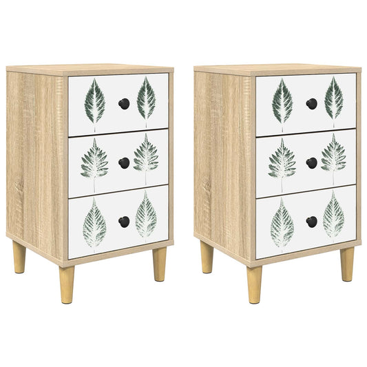 Bedside Cabinet HANAU 2 pcs Sonoma Oak 36 x 33 x 60 cm Bedside Cabinet HANAU 2 pcs Sonoma Oak 36 x 33 x 60 cm