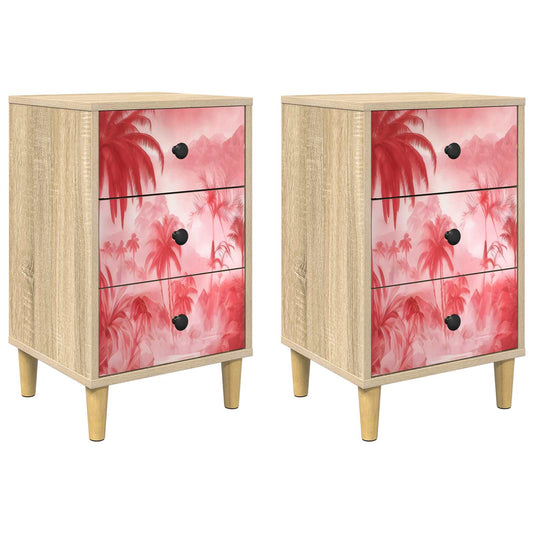 Bedside Cabinet AACHEN 2 pcs Sonoma Oak 36 x 33 x 60 cm Bedside Cabinet AACHEN 2 pcs Sonoma Oak 36 x 33 x 60 cm