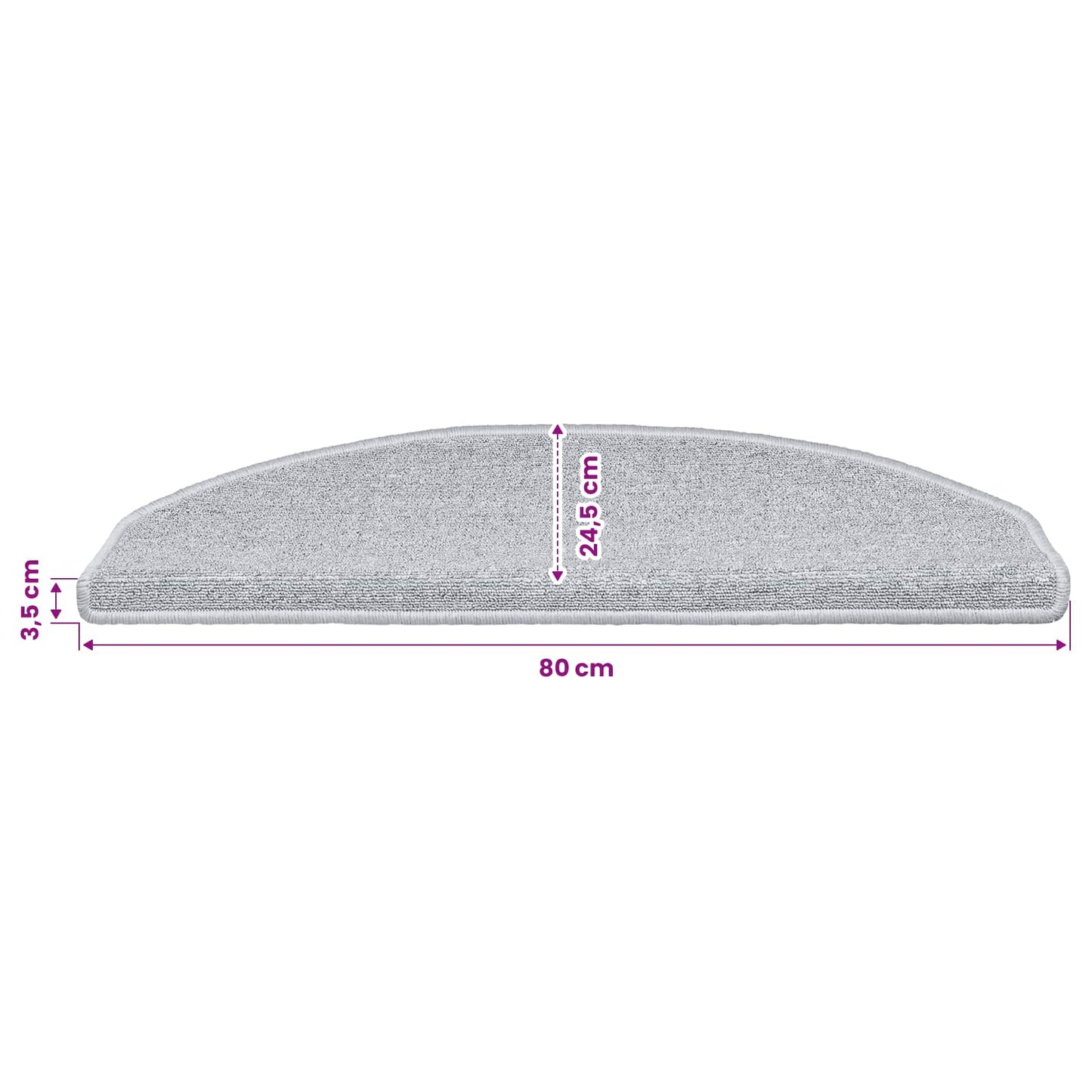 Self-adhesive Stair Mats 15 pcs Light Grey 80 x 24.5 x 3.5 cm