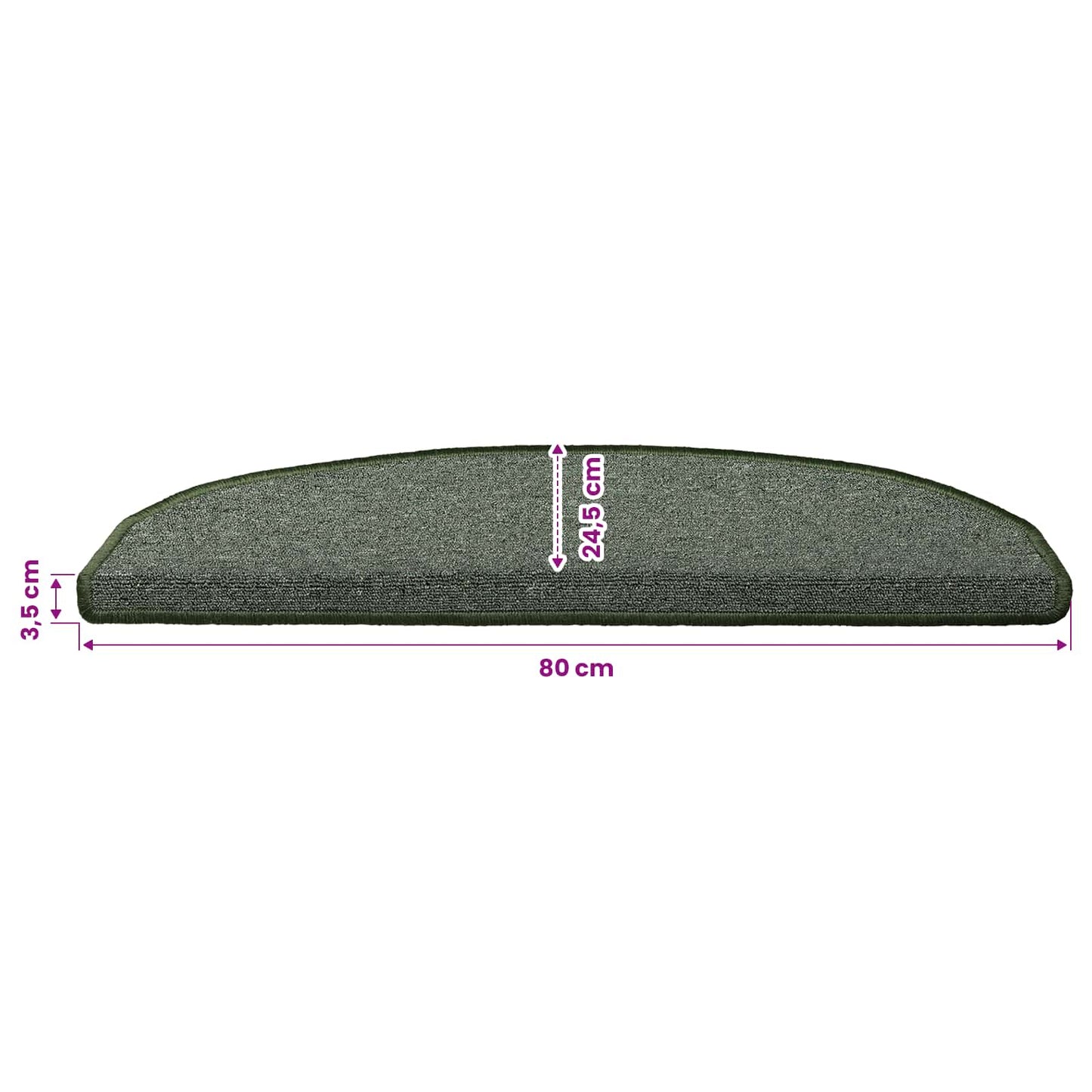 Self-adhesive Stair Mats 15 pcs Dark Green 80 x 24.5 x 3.5 cm