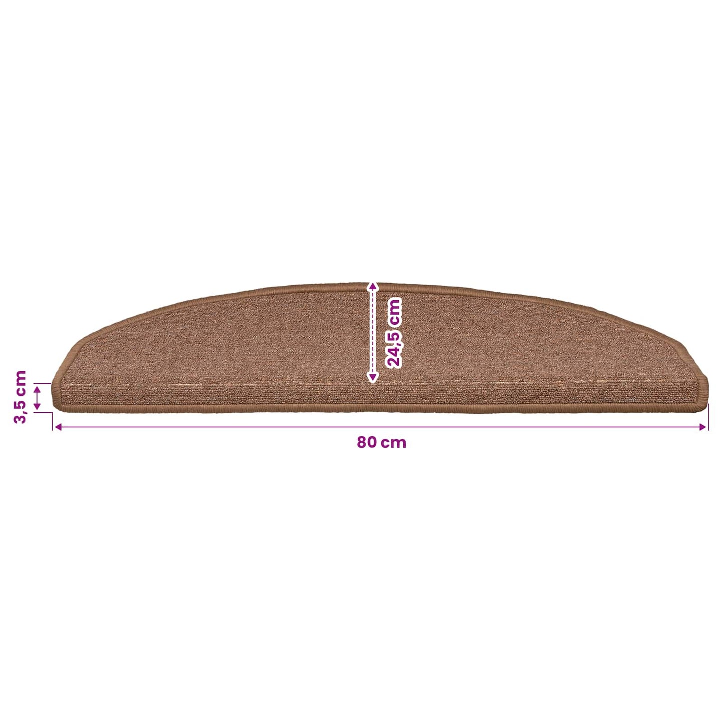 Self-adhesive Stair Mats 15 pcs Brown 80 x 24.5 x 3.5 cm