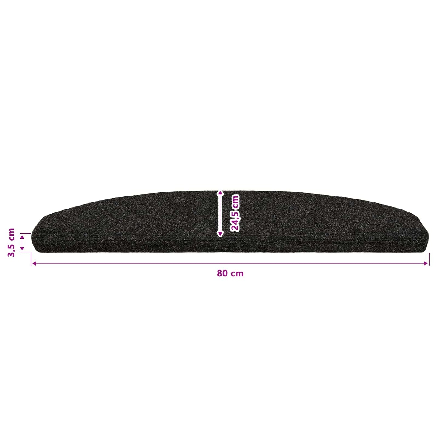 Self-adhesive Stair Mats 15 pcs Black 80 x 24.5 x 3.5 cm