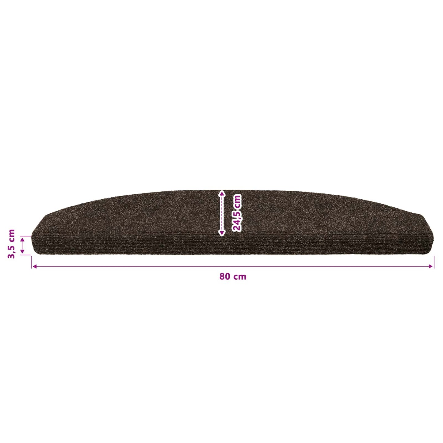 Self-adhesive Stair Mats 15 pcs Dark Brown 80 x 24.5 x 3.5 cm
