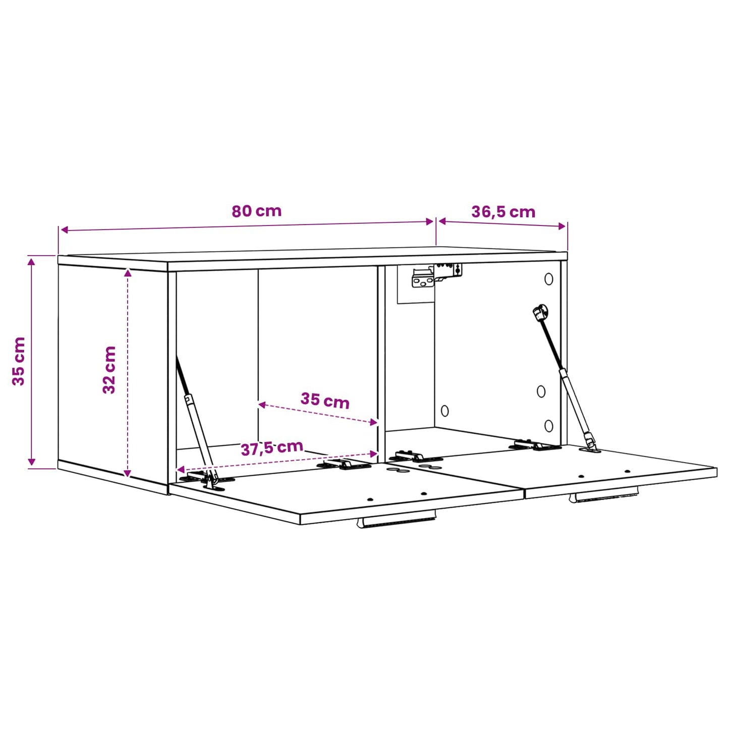 Wall Cabinet Wall-Mounted Black oak 80 x 36.5 x 35 cm