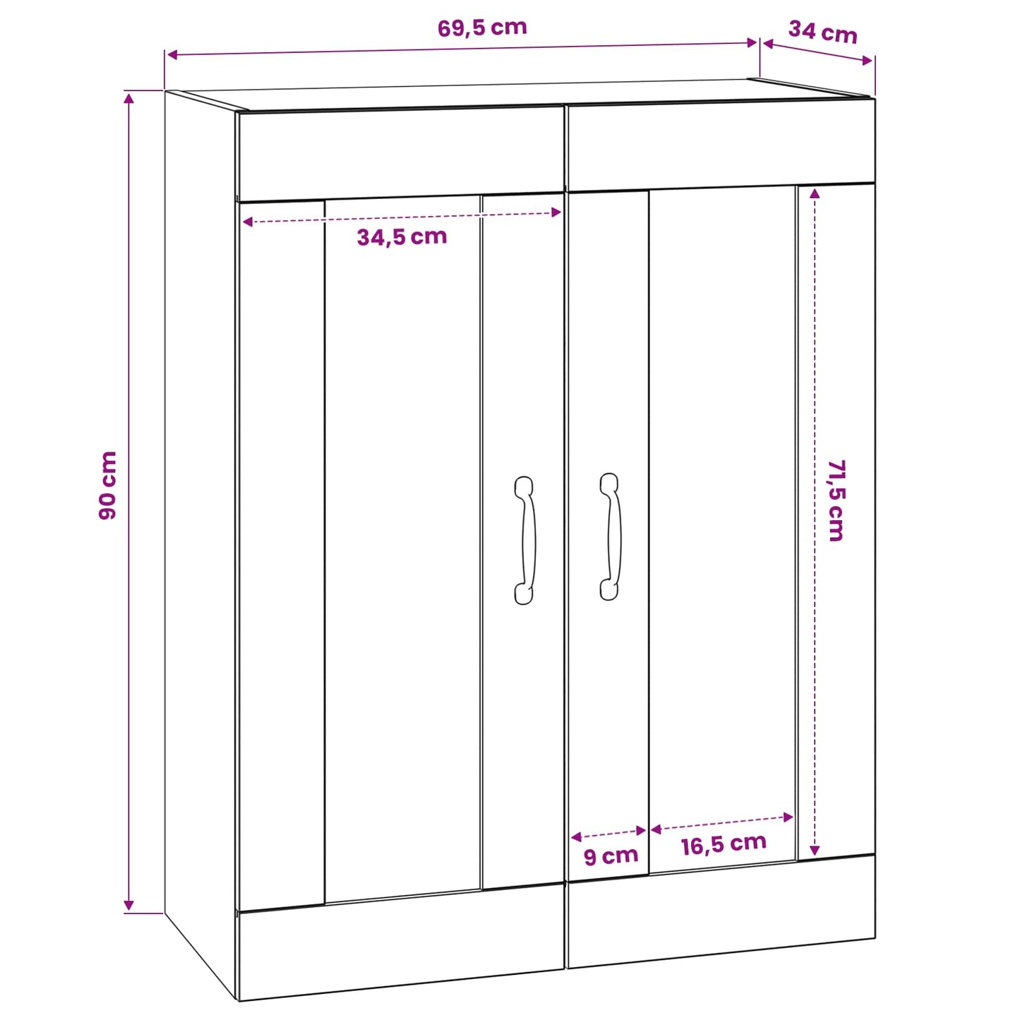 Wall Cabinet Artisan Oak 69.5 x 34 x 90 cm Engineered Wood
