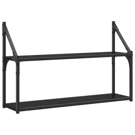 Wall Shelf Wall-Mounted Black oak 80 x 21 x 51 cm metal PB Wall Shelf Wall-Mounted Black oak 80 x 21 x 51 cm metal PB