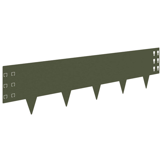 Lawn Edging 10 pcs 100 x 25 cm Steel Olive Green Lawn Edging 10 pcs 100 x 25 cm Steel Olive Green