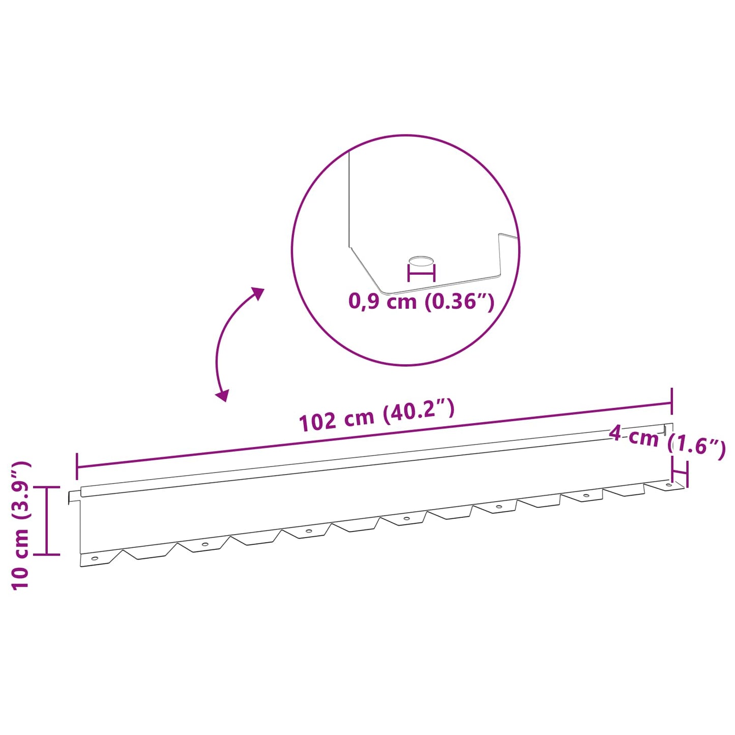 Lawn Edging 10 pcs 102 x 10 x 4 cm Steel Silver