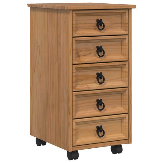 Rolling Cabinet with Drawers CORONA Honey Brown Rolling Cabinet with Drawers CORONA Honey Brown