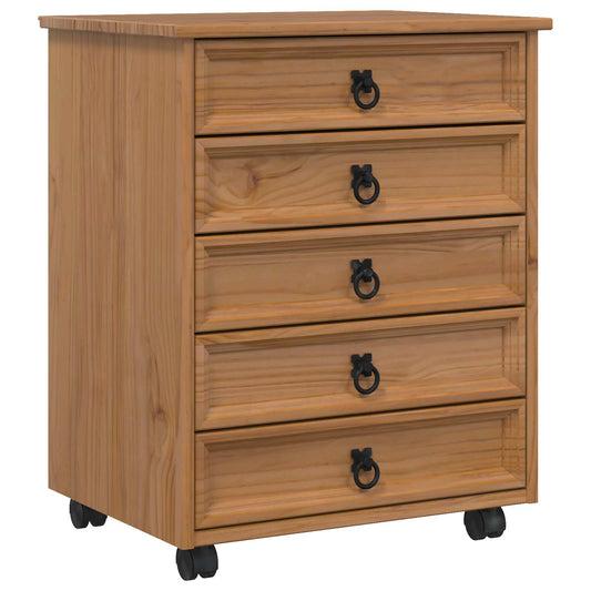 Rolling Cabinet with Drawers CORONA Honey Brown Rolling Cabinet with Drawers CORONA Honey Brown
