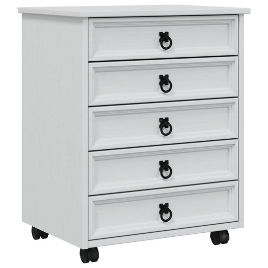 Rolling Cabinet with Drawers CORONA White Rolling Cabinet with Drawers CORONA White