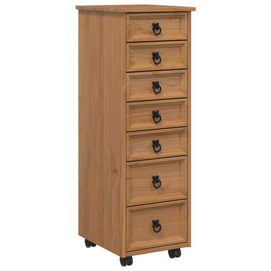Rolling Cabinet with Drawers CORONA Honey Brown Rolling Cabinet with Drawers CORONA Honey Brown