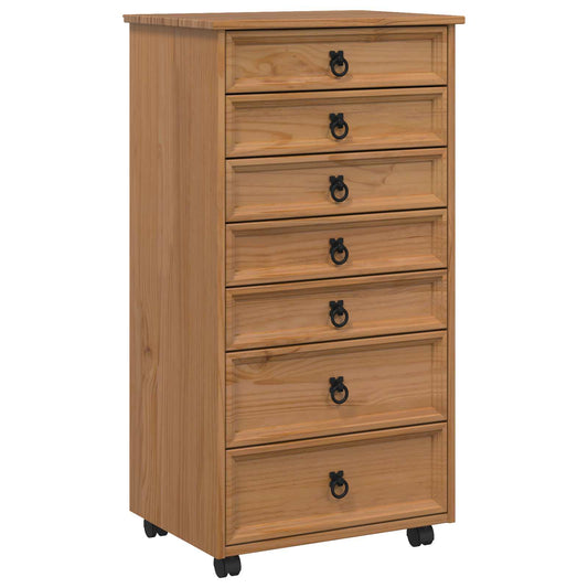 Rolling Cabinet with Drawers CORONA Honey Brown Rolling Cabinet with Drawers CORONA Honey Brown