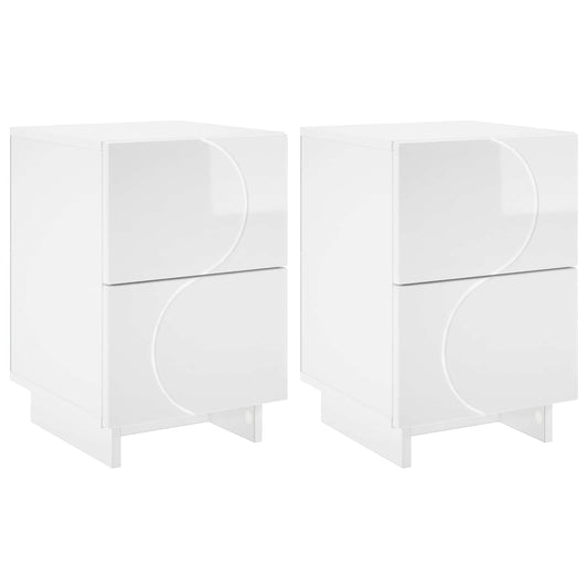 Bedside Cabinet 2 pcs High Gloss White 33.5 x 34.5 x 50 cm Bedside Cabinet 2 pcs High Gloss White 33.5 x 34.5 x 50 cm