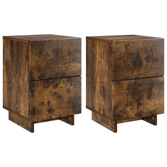 Bedside Cabinet 2 pcs Smoked Oak 33.5 x 34.5 x 50 cm Bedside Cabinet 2 pcs Smoked Oak 33.5 x 34.5 x 50 cm