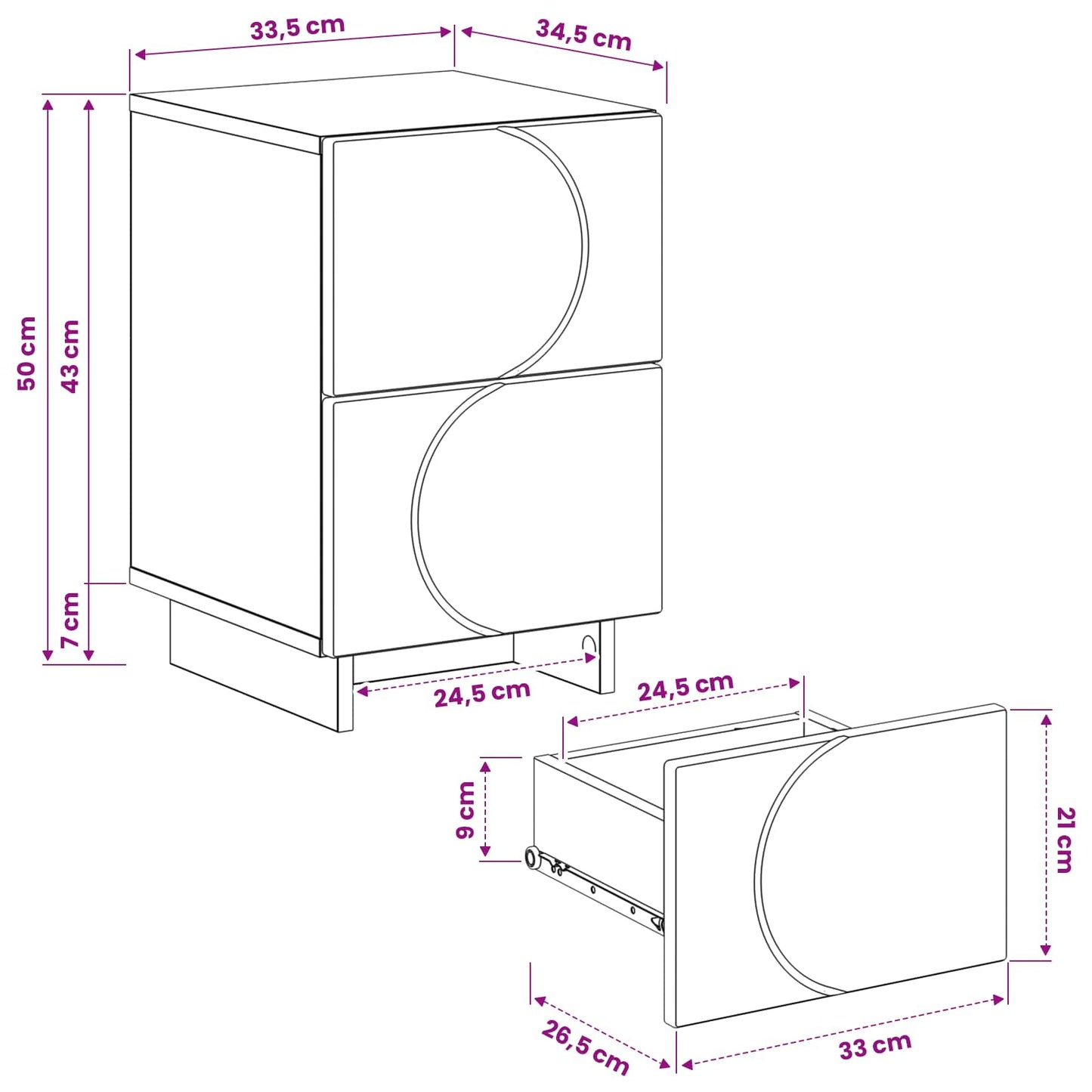 Bedside Cabinet Artisan Oak 33.5 x 34.5 x 50 cm Engineered Wood