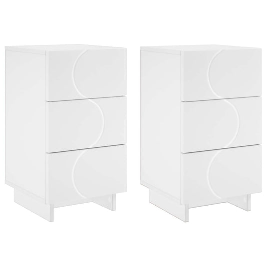 Bedside Cabinet 2 pcs White 33.5 x 34.5 x 60 cm Engineered Wood Bedside Cabinet 2 pcs White 33.5 x 34.5 x 60 cm Engineered Wood