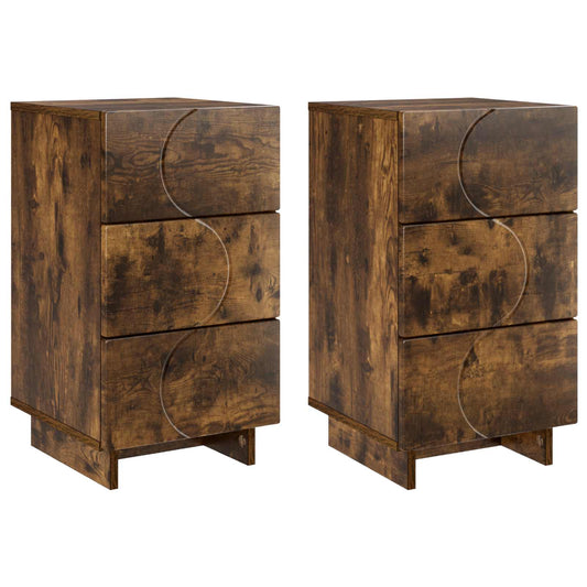 Bedside Cabinet 2 pcs Smoked Oak 33.5 x 34.5 x 60 cm Bedside Cabinet 2 pcs Smoked Oak 33.5 x 34.5 x 60 cm