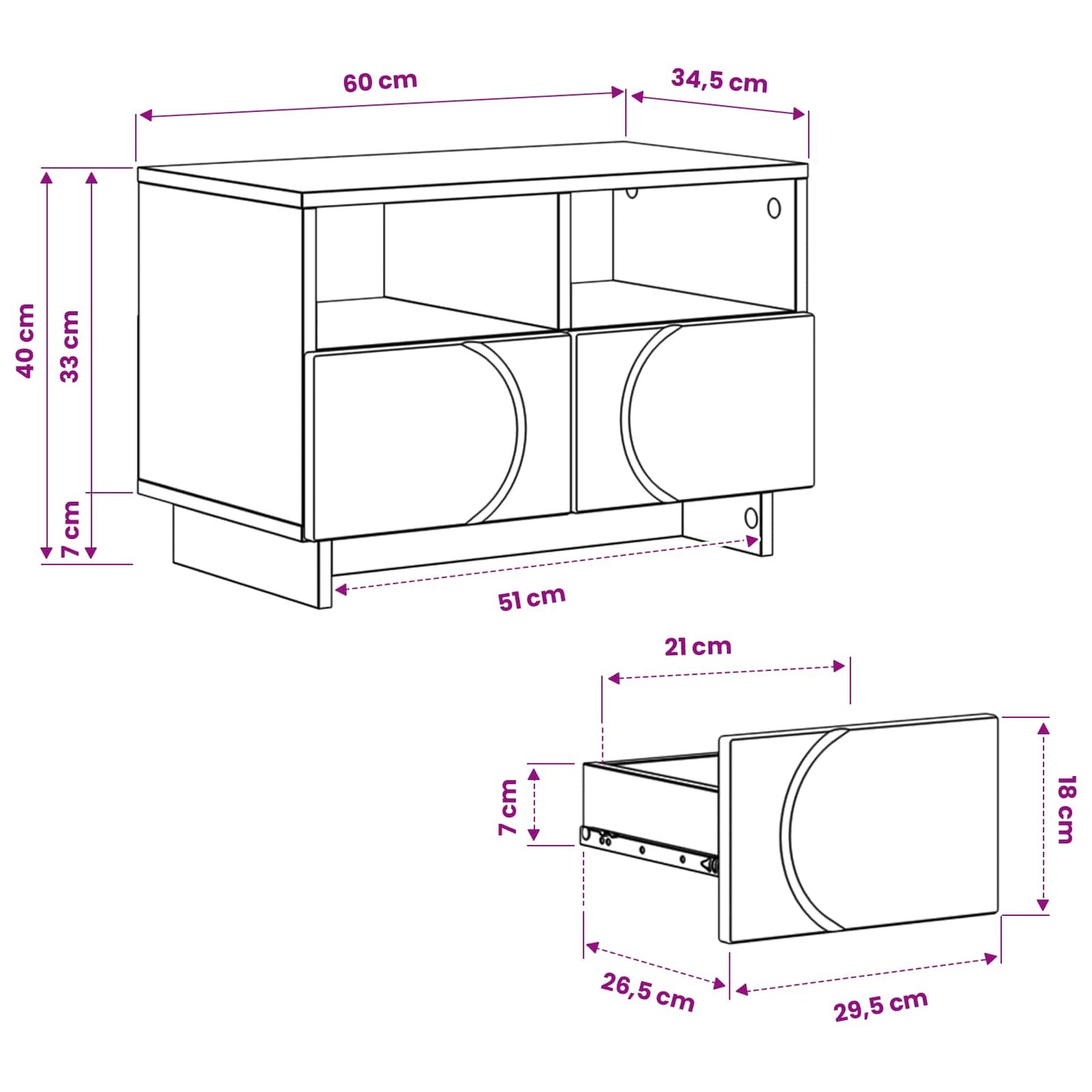 TV Stand 60 x 34.5 x 40 cm Artisan Oak Engineered Wood