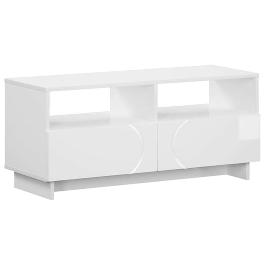 TV Stand 90 x 34.5 x 40 cm High Gloss White Engineered Wood TV Stand 90 x 34.5 x 40 cm High Gloss White Engineered Wood