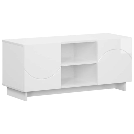TV Stand 90 x 34.5 x 40 cm High Gloss White Engineered Wood TV Stand 90 x 34.5 x 40 cm High Gloss White Engineered Wood
