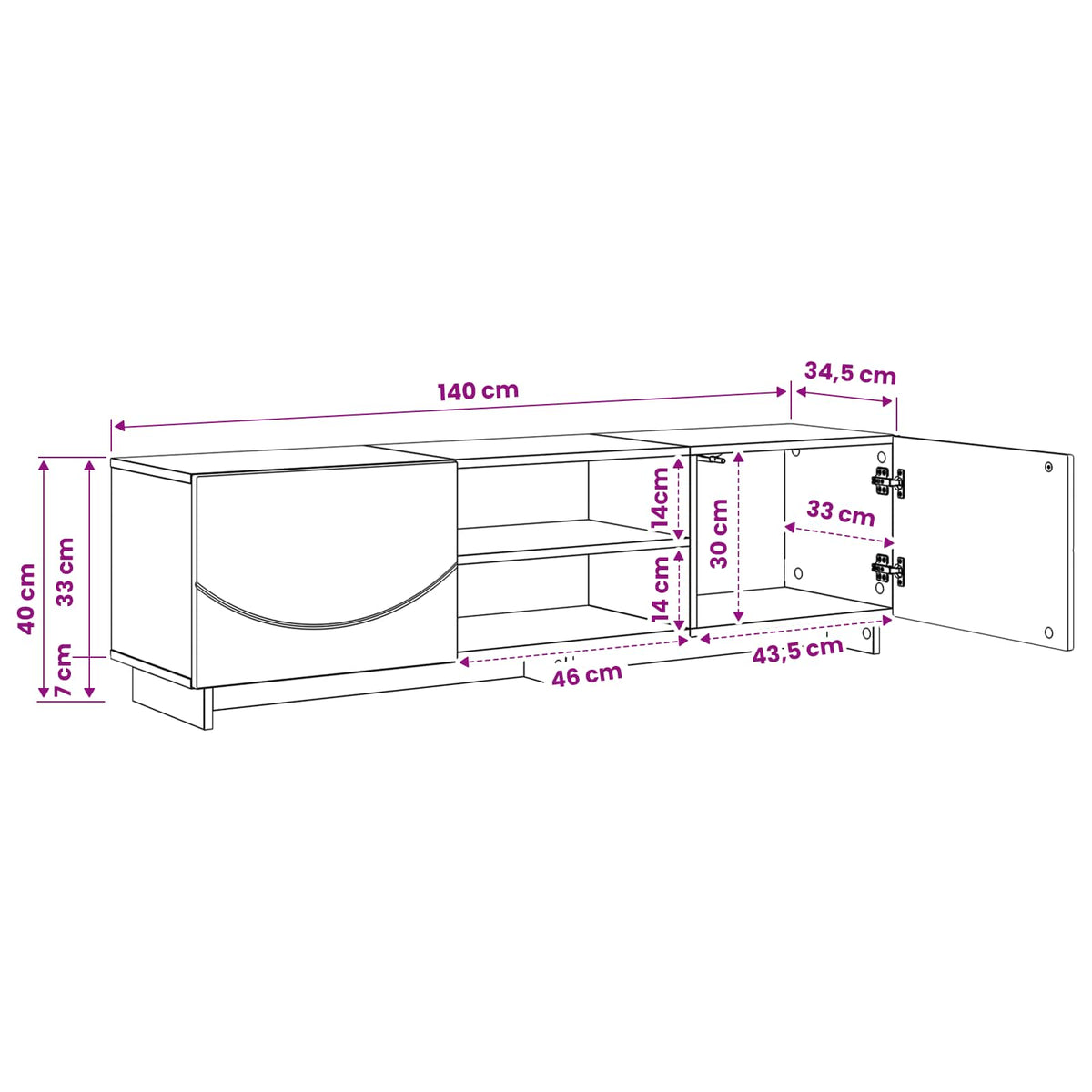 TV Stand 140 x 34.5 x 40 cm Sonoma Oak Engineered Wood