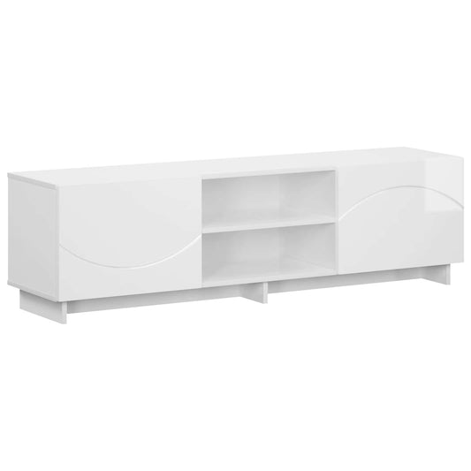 TV Stand 140 x 34.5 x 40 cm High Gloss White Engineered Wood TV Stand 140 x 34.5 x 40 cm High Gloss White Engineered Wood