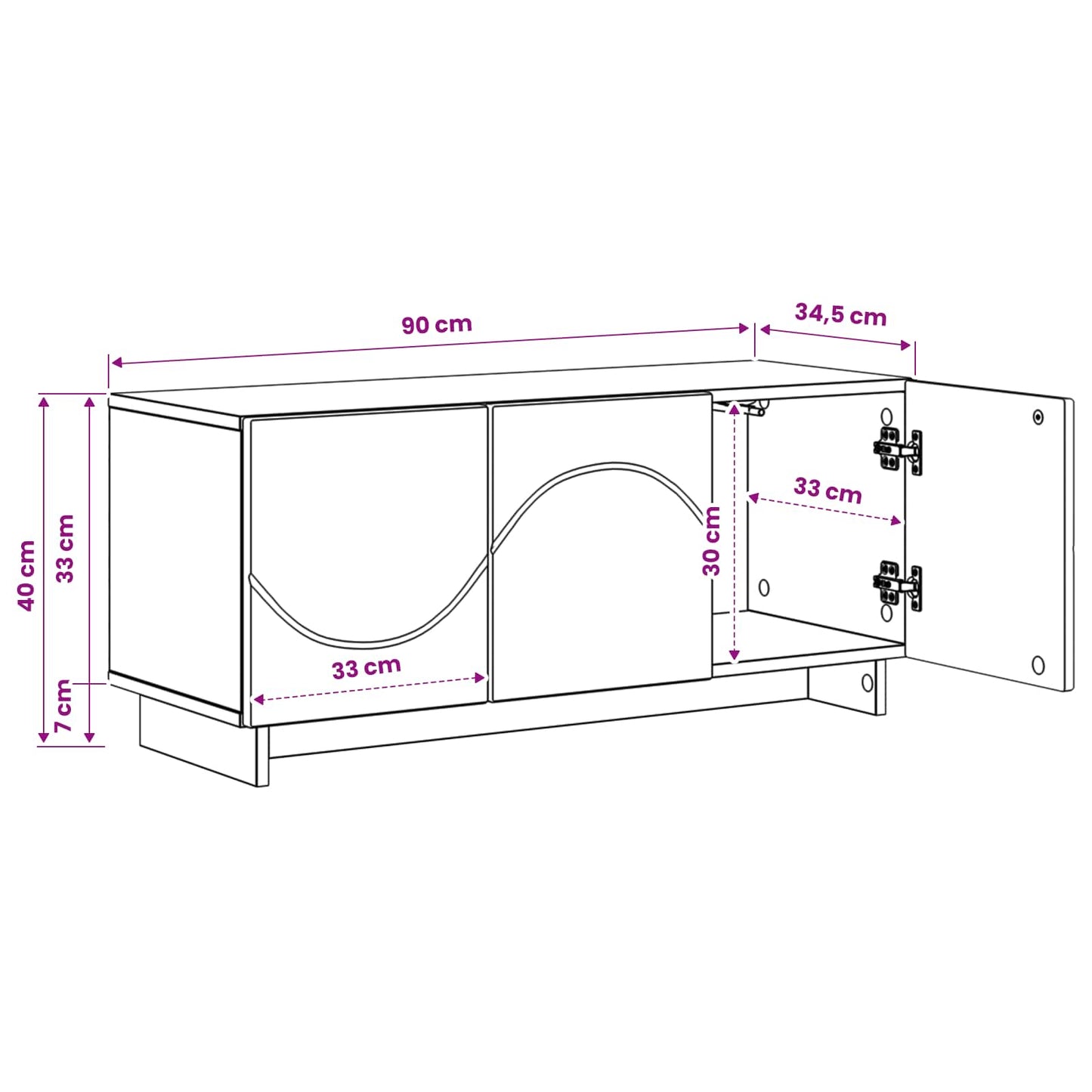 TV Stand 90 x 34.5 x 40 cm White Engineered Wood