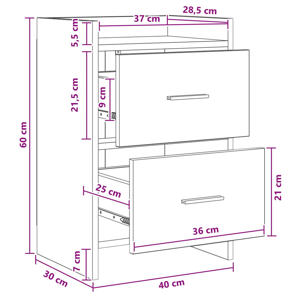 Bedside Tables 2 pcs Concrete Grey 40 x 30 x 60 cm