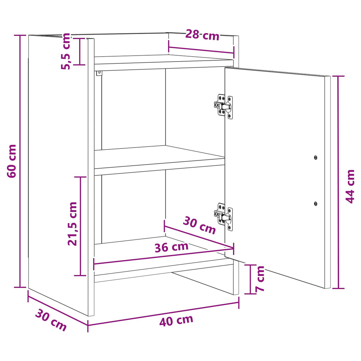 Bedside Tables 2 pcs Concrete Grey 40 x 30 x 60 cm