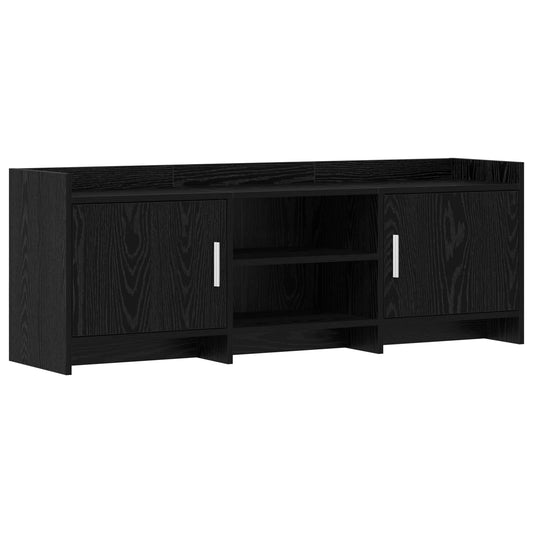 TV Cabinet 130 x 33 x 47 cm Black Oak Engineered Wood TV Cabinet 130 x 33 x 47 cm Black Oak Engineered Wood