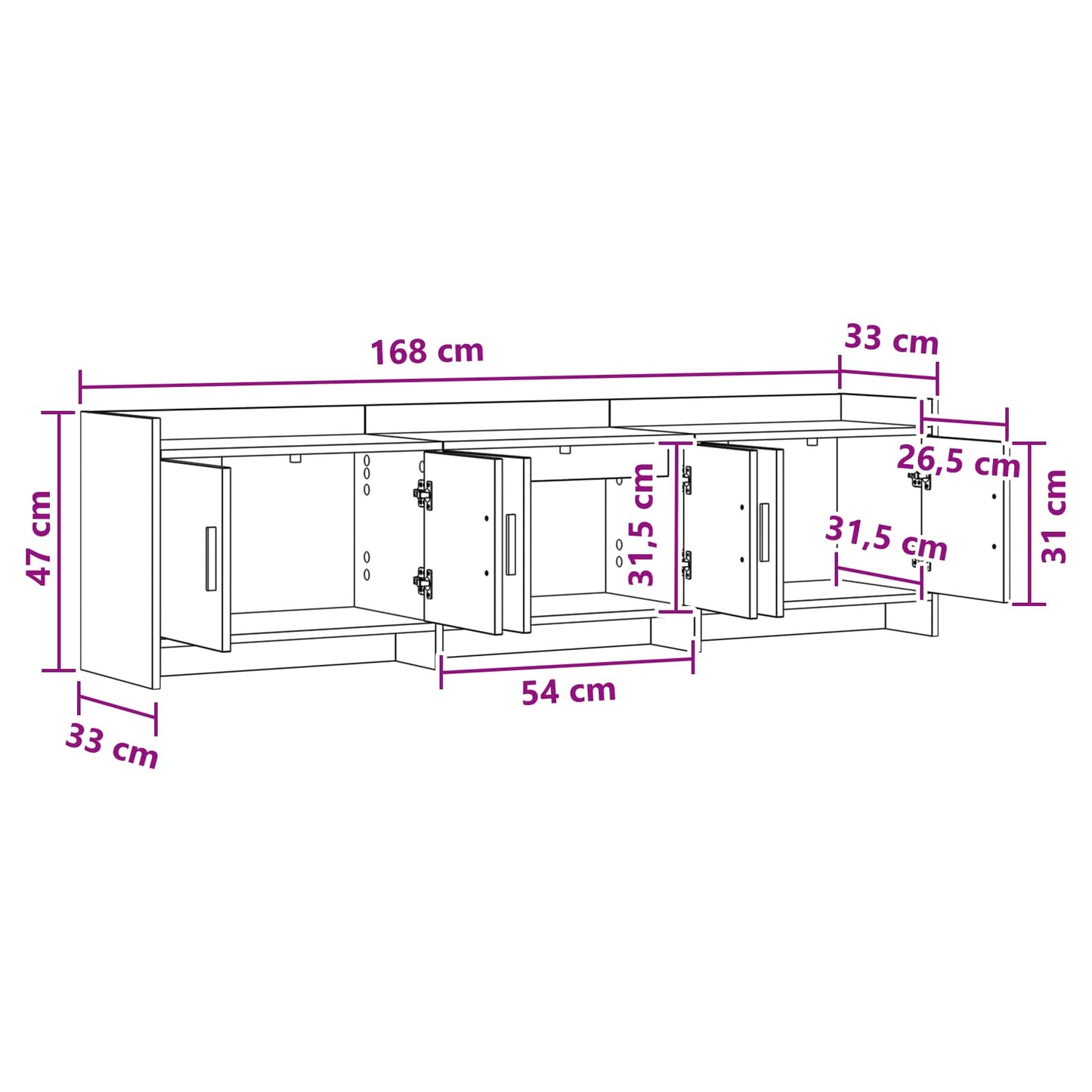 TV Cabinet 168 x 33 x 47 cm Artisan Oak Engineered Wood