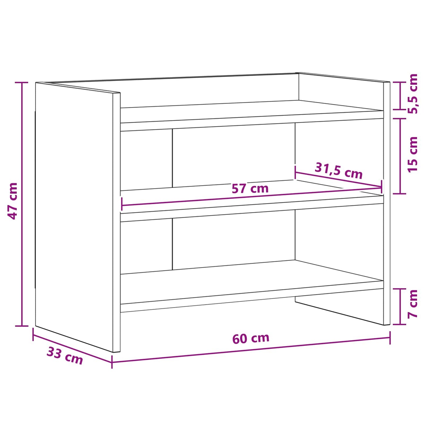 TV Cabinet 60 x 33 x 47 cm Artisan Oak Engineered Wood
