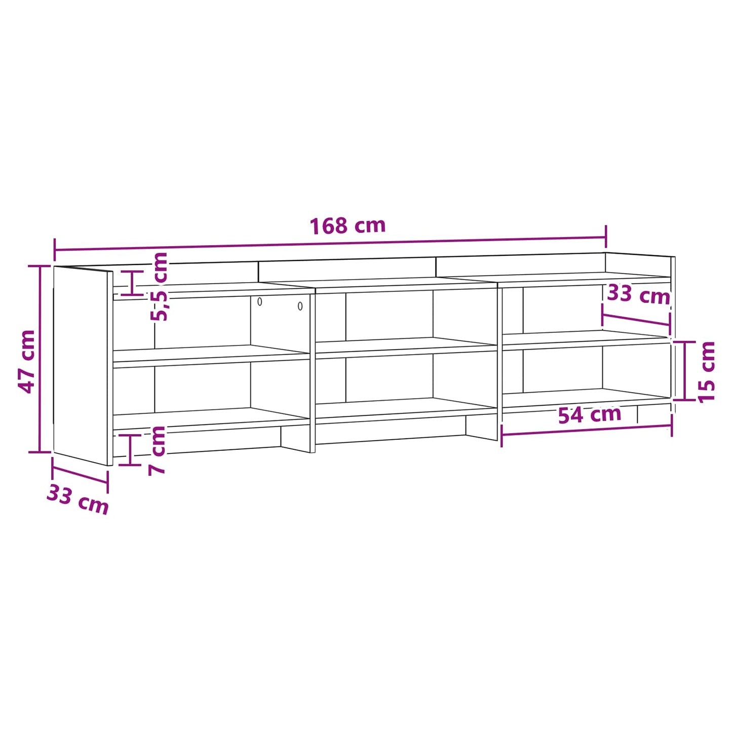 TV Cabinet 168 x 33 x 47 cm Sonoma Oak Engineered Wood