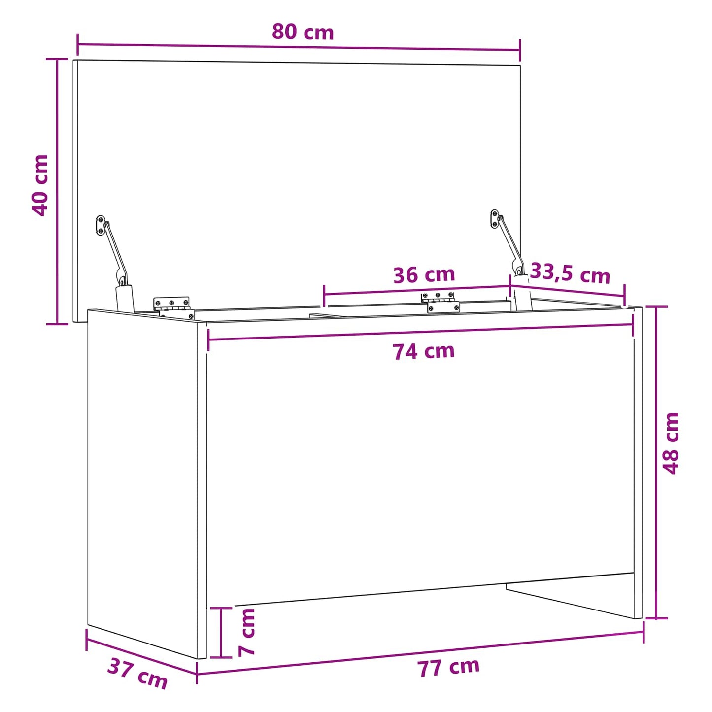 Storage Chest Grey Sonoma 80 x 40 x 50 cm Engineered Wood