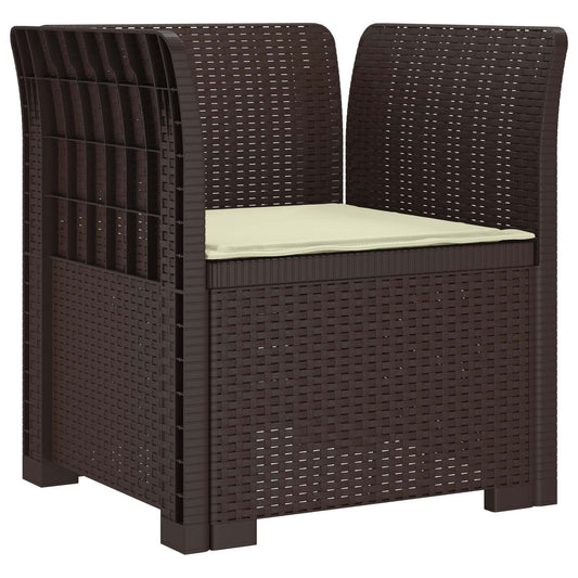 1-Seater Armchair with Cushion Rattan Look PP Brown 1-Seater Armchair with Cushion Rattan Look PP Brown