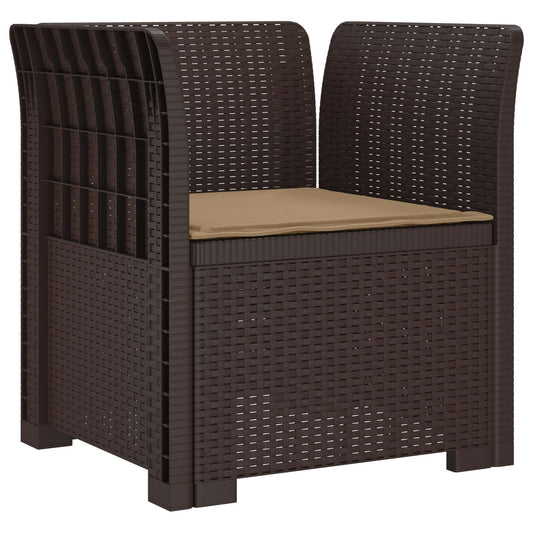 1-Seater Armchair with Cushion Rattan Look PP Brown 1-Seater Armchair with Cushion Rattan Look PP Brown