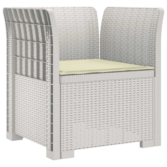 1-Seater Armchair with Cushion Rattan Look PP White 1-Seater Armchair with Cushion Rattan Look PP White