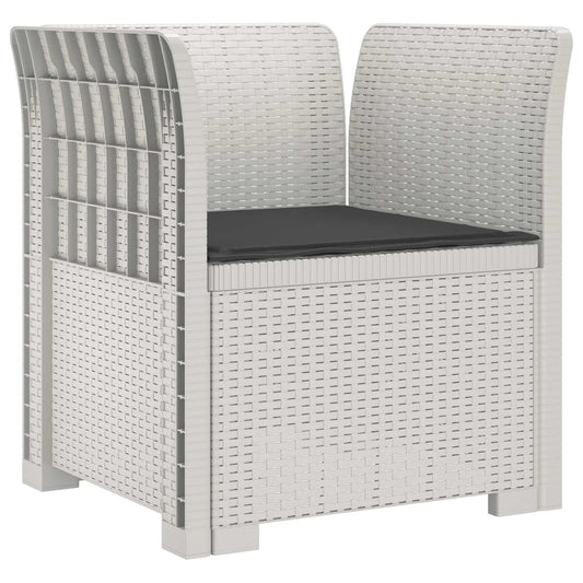 1-Seater Armchair with Cushion Rattan Look PP White 1-Seater Armchair with Cushion Rattan Look PP White