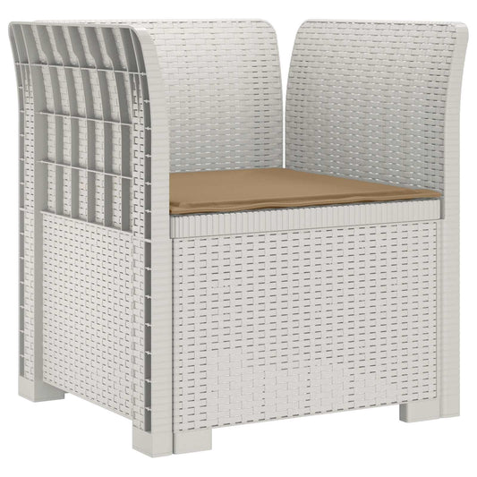 1-Seater Armchair with Cushion Rattan Look PP White 1-Seater Armchair with Cushion Rattan Look PP White