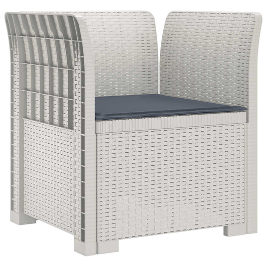 1-Seater Armchair with Cushion Rattan Look PP White 1-Seater Armchair with Cushion Rattan Look PP White