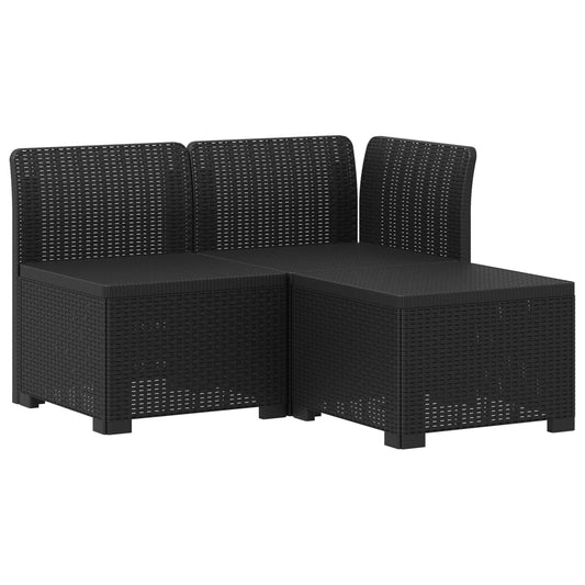 3-Seater Garden Sofa Rattan Look PP Anthracite 3-Seater Garden Sofa Rattan Look PP Anthracite