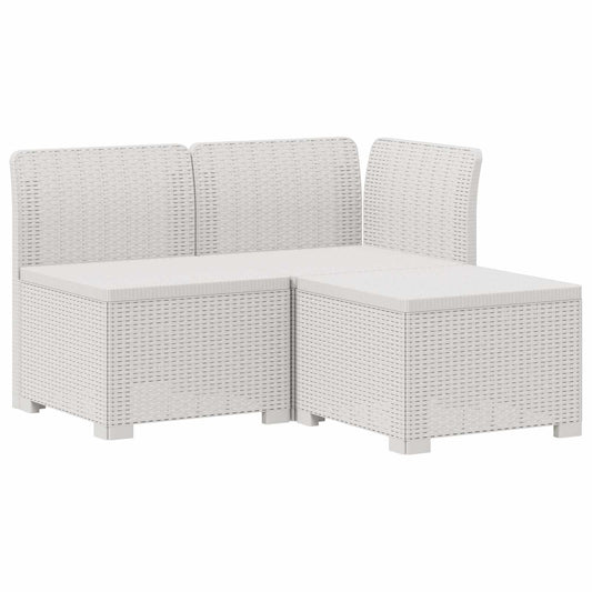 3-Seater Garden Sofa Rattan Look PP White 3-Seater Garden Sofa Rattan Look PP White