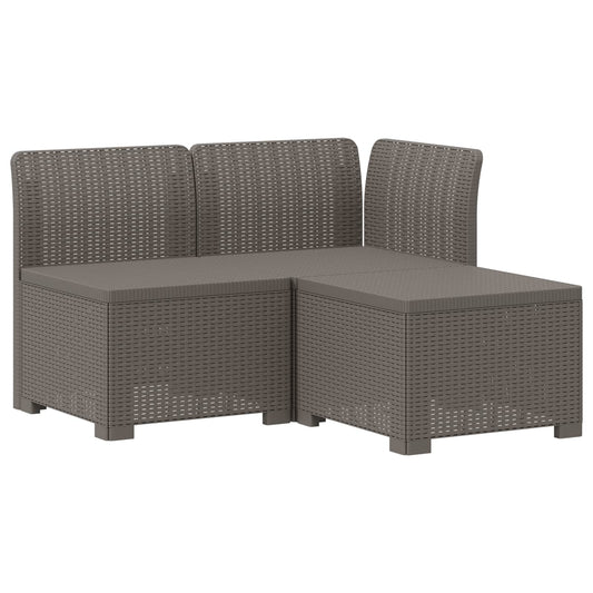 3-Seater Garden Sofa Rattan Look PP Light Grey 3-Seater Garden Sofa Rattan Look PP Light Grey